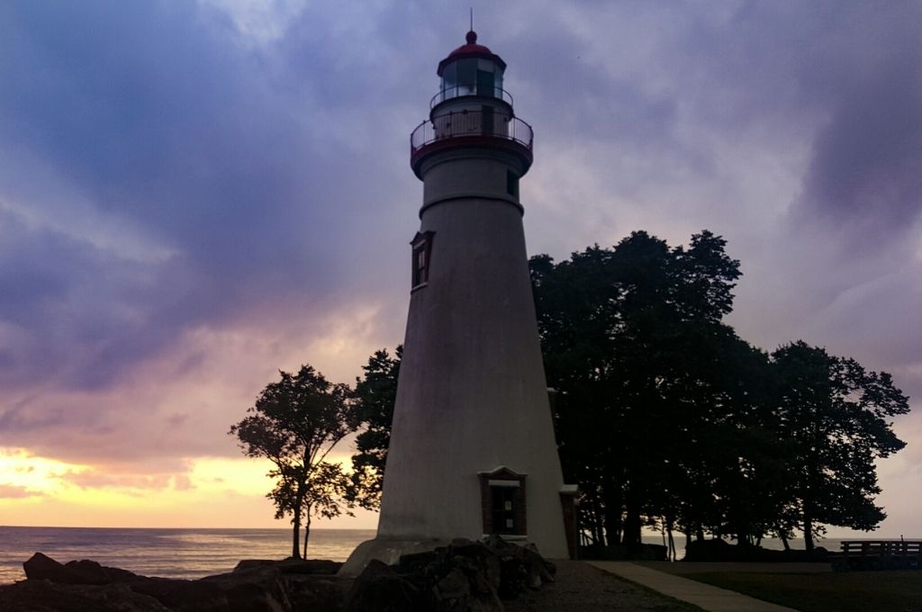 A sunrise photo of Marblehead Lighthouse near Sandusky, Ohio.